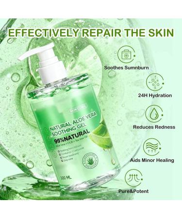 CLY AMS Organic Aloe Vera Gel for Face Hair Skin & Body with Centella Asiatica Alcohol Free Sun Skin Care Sunburn Relief (300ml/10 Fl Oz) - Buy Online on GoSupps.com