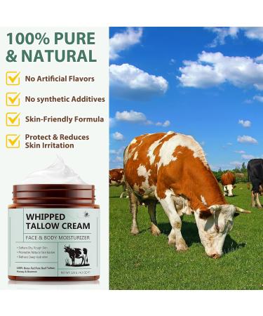 Beef Tallow for Skin 4.2oz Tallow and Honey Balm Face Moisturizer and Nourishes Body Grass Fed Whipped Beef Honey Cream Reduces Irritation Skin and Sensitivity 4.2 Fl Oz (Pack of 1) - Buy Online on GoSupps.com