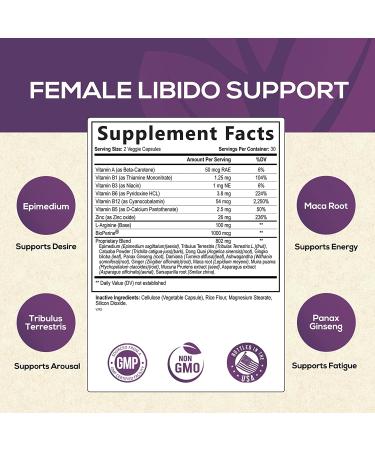 Libido Booster for Women - Female Libido Intimacy Vitamins - Formula Supports Mood  Energy  Excitement & Desire - Maca Root  Horny Goat Weed  Tribulus Terrestris Supplement - 60 Veggie Capsules 60 Count (Pack of 1) - Buy Online on GoSupps.com