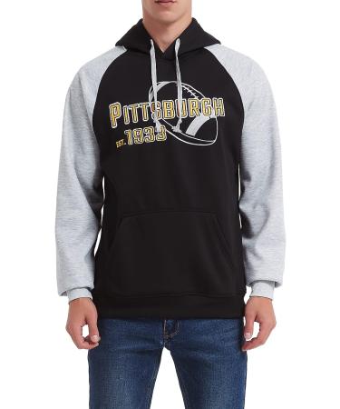 RZUO Mens City Classic Football Embroidery Pullover Hoodie - Black (Medium) - Buy Online on GoSupps.com