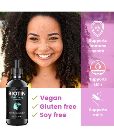 Pure Liquid Biotin for Hair Growth 10,000 mcg with Vitamin C - Skin & Nail Support - 60 Day Supply - 2 oz - Women & Men - Buy Online on GoSupps.com