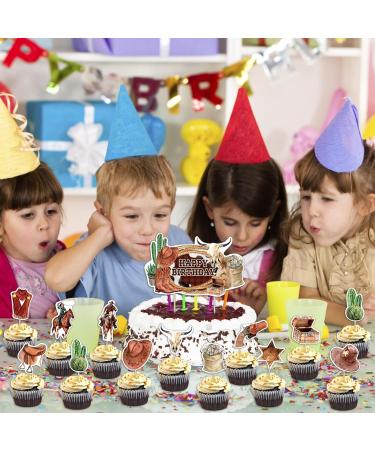 25PCS Cowboy Cake Topper Cartoon Cupcake Topper Happy Birthday Cake Toppers for Boys Girls Teens Adults Cute Anime Happy Birthday Party Supplies - Buy Online on GoSupps.com