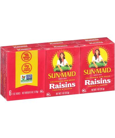 Sun-Maid Natural Raisins 6 Count (3 Pack) - 0.87 oz - Delicious & Nutritious Snack - Buy Online on GoSupps.com