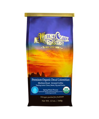 Mt. Whitney Coffee Roasters Premium Organic Decaf Colombian Medium Roast Ground Coffee 12 oz (340 g)