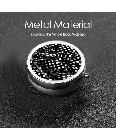 Black and White Corrugated Dots Round Pill Box Organizer - 3 Compartments Portable Travel Solution for Purse & Pocket - Buy Online on GoSupps.com