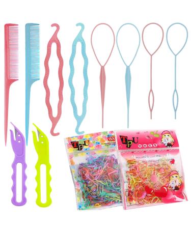 760Pcs Color Elastic Hair Ties  2Pcs Rubber Hair Band Remover Cutter  8pcs Topsy Hair Tail Tools Hair Loop Styling Tool for Toddlers Girls Women(Hair Rubber Bands Have 260 Large Loops and 500 Small Loops) 770 Piece Set
