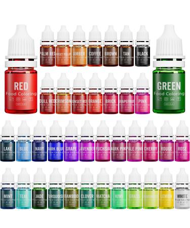 Food coloring - 40 lively food colors for baking decorating cakes icing cookies fondant and macaron - liquid food coloring for soap production and tinkering - 40 x 6ml 6 ml (40s pack)