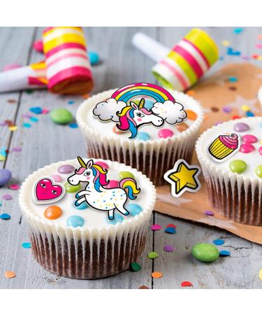 Decocino DecoroBlates - 14 Edible Vegan Cake Decor for Cupcakes & Tarts - Gluten-Free & Lactose-Free Unicorn Theme - 9g - Buy Online on GoSupps.com
