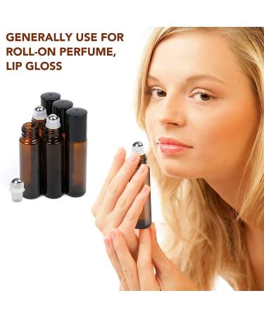 LotFancy 6pc 10ml Amber Glass Roller Bottles with Stainless Steel Roller Balls & Droppers - Buy Online on GoSupps.com