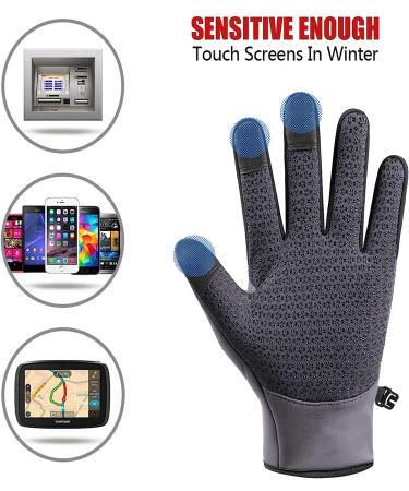 Winter Gloves for Men Women Water Resistant Keep Warm Touch Screen Gloves gray Large - Buy Online on GoSupps.com