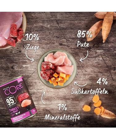 Wellness Core 95% Turkey & Goat Wet Dog Food - Grain Free High Meat Content 6 x 400g Pack - Buy Online on GoSupps.com