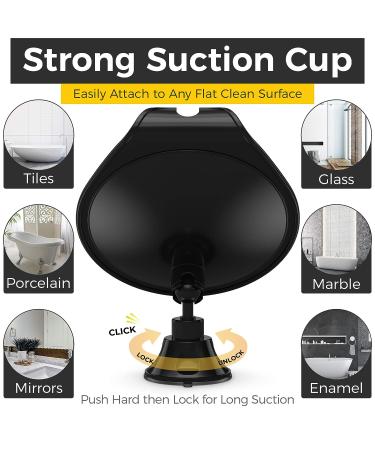 HoneyBull Fogless Shower Mirror with Razor Holder - Swivel Small Mirror for Shaving | Bathroom Accessories - Holds Razors (Black) - Buy Online on GoSupps.com