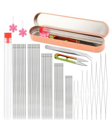 58 Pcs Beading Needles Set Seed Beads Needles Bead Needles Tool Long  Straight and Big Eye Beading Needles Collapsible Embroidery Needles with  Tweezers Pin Cushion for Jewelry Making