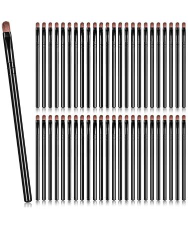 48 Pieces Flat Makeup Brushes Flat Lip Concealer Brushes Small Portable Eyebrow Brush Concealer Makeup Brush Synthetic Lip Brush Beauty Makeup Tools for Concealing Blending Setting Buffing (Black)