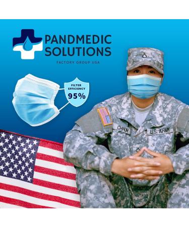PandMedic Disposable Face Masks Made in USA | Premium 3-Ply Medical Safety Masks - Breathable Elastic Ear Loops - 50ct Resealable Bag for International Shipping - Buy Online on GoSupps.com