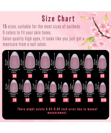 NOVO OVO Nail Tips Press on French Tip Short Almond Mixed 9 Color Soft Gel Acrylic Fake nail Extension Pre-applied Tip Primer & Base Coat Full Cover Matte False Nails for DIY x 15 Sizes 270Pcs French Tips Almond Mix Color EU - Buy Online on GoSupps.com