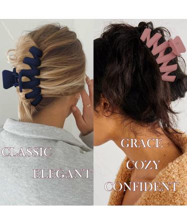 SuPoo 4pcs Large Claw Hair Clips for Thick Hair - Strong Hold Matte Jumbo Jaw Clip Set for Women - Ideal Hair Accessories - Gifts - Brown, Blue, Purple, Pink - Buy Online on GoSupps.com