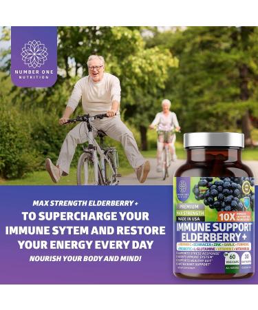 NN1N Premium 10 in 1 Immune Support Booster - Elderberry, Vitamin C, Echinacea, Zinc, Turmeric, Probiotic - 60 Veg Caps for Immune Support, Gut Health & Digestion - Buy Online on GoSupps.com