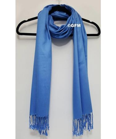 GFM Smooth Shiny Surface Pashmina Style Scarf - Medium Blue - Buy Online on GoSupps.com