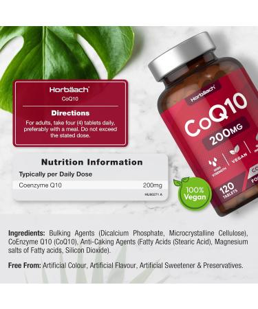 Coenzyme Q10 200mg | High Strength CoQ10 Tablets | 120 Count | Suitable for Vegetarians & Vegans | by Horbaach - Buy Online on GoSupps.com