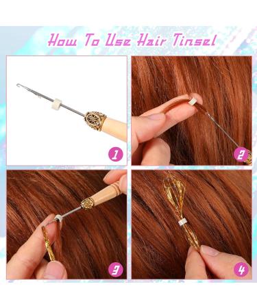 PEOVLVN 16 Colors Hair Tinsel Kit 35 Inch Glitter Hair Tinsel Heat Resistant Tinsel Hair Extensions Fairy Hair Tinsel Kit with Tools for Girls Women Christmas New Year Halloween Cosplay - Buy Online on GoSupps.com