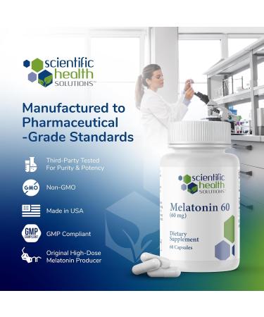 Scientific Health Solutions Melatonin 60mg | High Dosage Melatonin in Easy-to-Swallow Capsules | Vegan Non-GMO & Gluten-Free | US-Made Extra Strength (Single) - Buy Online on GoSupps.com