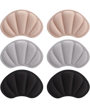 3 Pairs Heel Holder Cushions | Self-Adhesive Heel Protection Stickers - Scratch & Blow Guard for Shoes (Black Beige Gray) - Buy Online on GoSupps.com