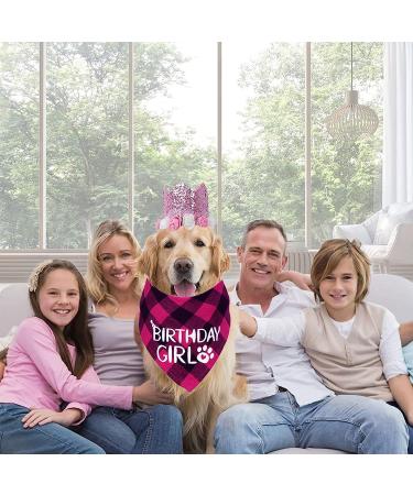STMK Dog Birthday Bandana - Plaid Triangle Scarf for Medium Large Dogs Birthday Girl - Perfect Dog Birthday Supplies - Buy Online on GoSupps.com