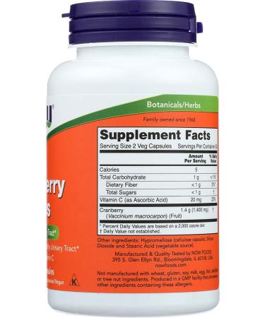 Now Foods Cranberry Caps - 100 Veg Capsules | Support Urinary Health - Buy Online on GoSupps.com