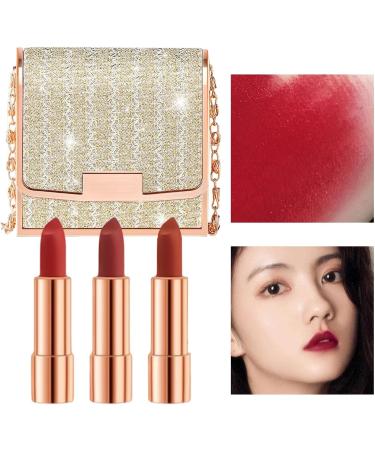  Rosixehird Set of 3 liquid velvet matte lipsticks in a chain bag lip makeup kits cream waterproof pigmented lip stain Rosixehird - Buy Online on GoSupps.com