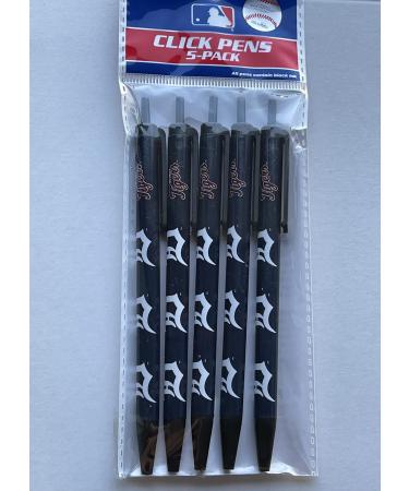 Baseball Official Licensed Click Pens 5 Pack Black Ink Detroit Tigers