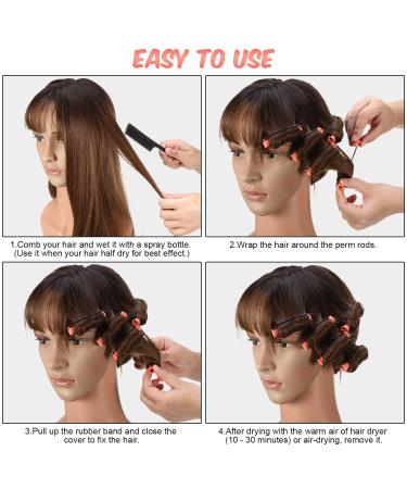 60 Slipproof Hair Permanent Wave Sticks - Cold Wave Rods for Short Curls | Orange 0.5 Inches | Durable Plastic & Elastic Bands - Buy Online on GoSupps.com