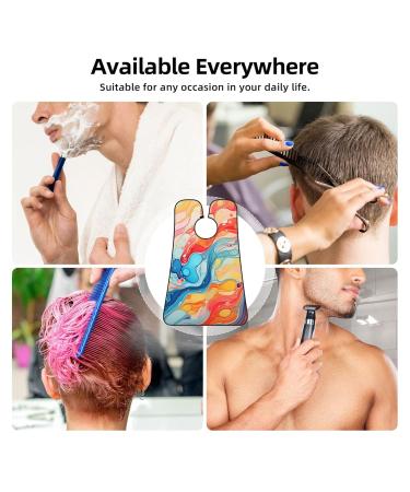 Shop Blue & Orange Abstract Print Beard Bib Apron - Non-Stick Hair Catcher for Men | Perfect Shaving Gifts - One Size Fits All - Buy Online on GoSupps.com