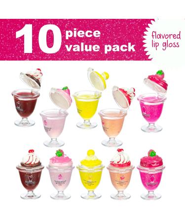 Expressions 10pc Ice Cream Sundae Lip Gloss Collection | Kids Makeup Set | Glittery Dessert Flavored Gloss - Buy Online on GoSupps.com