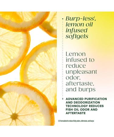 MegaFood 2000mg Fish Oil Omega 3 Supplements - Burp-Less & Lemon Oil Infused - Heart Brain Eye Joint & Immune Support Supplement - 1200mg EPA & DHA Per Serving - 90 Softgels 45 Servings - Buy Online on GoSupps.com