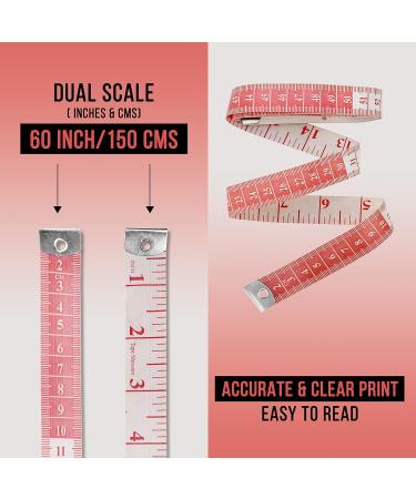 RAAJSEE Flexible Tape Measure Pack of 2 - 150cm/60inch Dual Scale Sewing Tailor Ruler for Body Weight Loss & Medical Measurements - Yellow/Peach - Buy Online on GoSupps.com