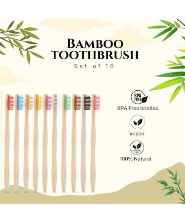 Buy N12 Family-Friendly Bamboo Toothbrushes | Pack of 10 | Eco-Friendly Biodegradable & BPA-Free Oral Care - Buy Online on GoSupps.com