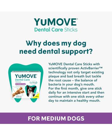 Lintbells YuMOVE Dental Care | Dental Sticks for Medium Dogs Tasty Chews with Natural Ingredients which Target Plaque & Freshen Breath White | 14 Pack | - Buy Online on GoSupps.com