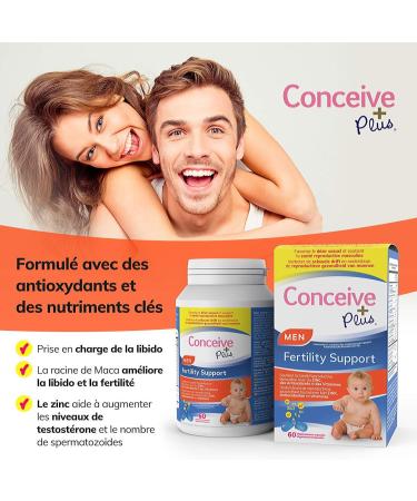 Conceive Plus Fertility Vitamins for Men - Stimulates Testosterone Increases Production - Zinc Folate Maca Root Selenium Pills - 60 Vegetarian Capsules - Buy Online on GoSupps.com