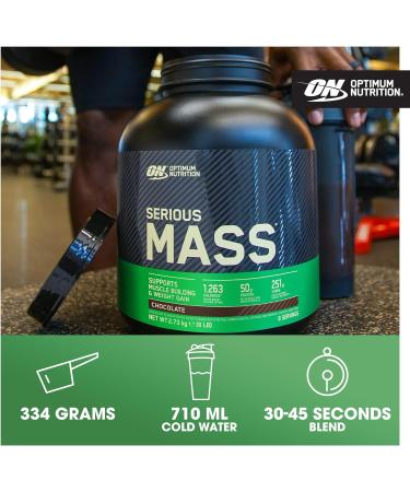 Optimum Nutrition Serious Mass Protein Powder High Calorie Weight Gainer 2.73 kg - Chocolate Peanut Butter, 25 Vitamins & Minerals, Creatine, Glutamine | 8 Servings - Buy Online on GoSupps.com