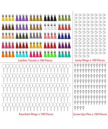 Cridoz 400pcs Tassel Keychain Set for DIY Crafts - Includes Key Chains, Tassels, Rings, Jump Rings, and Eye Pins - Perfect for Acrylic and Resin Keychain Blanks - Buy Online on GoSupps.com
