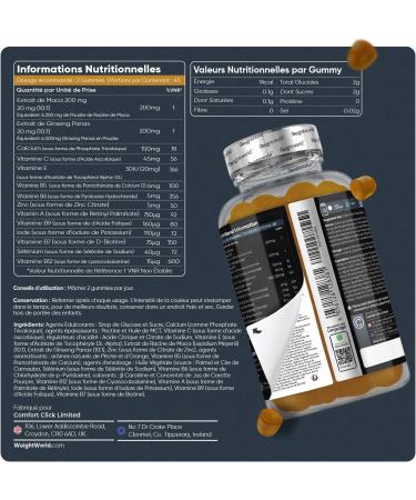 Men's Multivitamin Gummies - 90 Vegan Gummies - Energy Virility Immunity - Maca Ginseng Panax Vitamin C B A Zinc Selenium Alternative to Tablets & Capsules - Peach & Orange Flavor - Buy Online on GoSupps.com