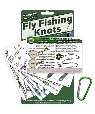 ReferenceReady Fly Fishing Knot Cards - Waterproof Guide to 14 Essential Fly Fishing Knots - Includes Mini Carabiner