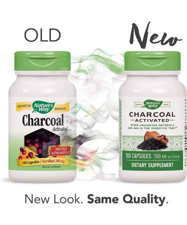 Nature's Way Activated Charcoal 560mg - 100 Capsules | Binds Unwanted Materials and Gas | Pack of 1 - Buy Online on GoSupps.com