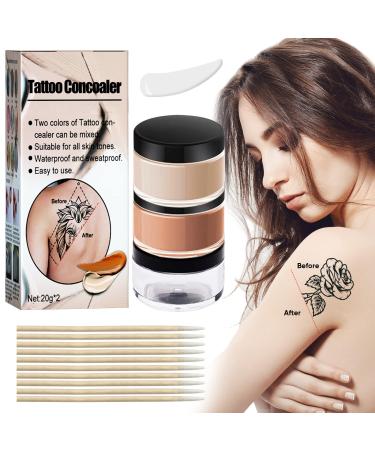 Tattoo Cover Up  Waterproof Makeup Cover Cream with Full Coverage Colors  Invisible Skin Concealer Set for Tattoo  Scars  Vitiligo and Dark Spots  Use on Body (2 0.7 ounce)