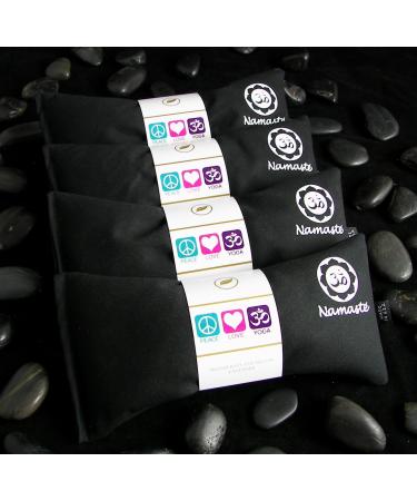 Happy Wraps Namaste Yoga Eye Pillows - Unscented Eye Pillows for Yoga - Set of 4 - Black Cotton