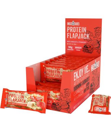 Uncle Jack's Protein Flapjacks - 16 x 100g - 18g Protein - Vegetarian (White Chocolate & Strawberry) - Buy Online on GoSupps.com