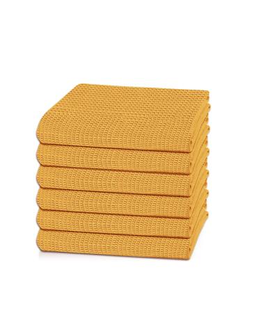 Ultra-Premium Cotton Waffle Weave Kitchen Dish Hand Tea Towel 18 x28 inches Super Absorbent Washable Drying and Cleaning and Quick Drying Dish Rags 6 Pack (Yellow 6) Yellow 6