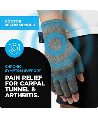 VITTO Anti-Arthritis Compression Gloves for Pain Relief - Fingerless Design for Women & Men (Small Grey) - Buy Online on GoSupps.com