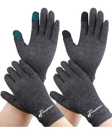 2 Pairs Full Finger Arthritis Gloves Compression Gloves for Women Men  Hand Gloves Support and Warmth for Hands  Finger Joint  Relieve Pain from Rheumatoid  Osteoarthritis  RSI (Medium (2 Pairs)) Gray Medium (2 Pair)